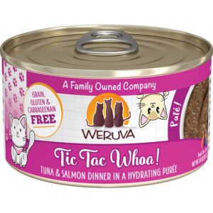 Weruva Cat Pate Tic Tac Whoa! Tuna & Salmon in Hydrating Puree Canned Cat Food 3oz