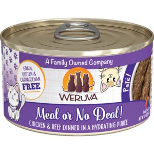 Weruva Cat Pate Meal or No Deal! Chicken & Beef in Hydrating Puree Canned Cat Food 3oz