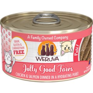 Weruva Cat Pate Jolly Good Fares Chicken & Salmon in Hydrating Puree Canned Cat Food 3oz