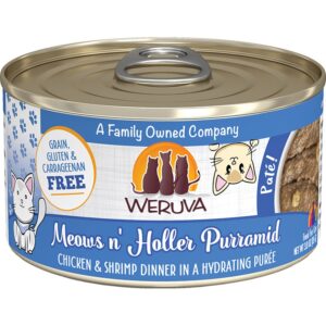 Weruva Cat Pate Meow n' Holler Purramid Chicken & Shrimp in Hydrating Puree Canned Cat Food 3oz