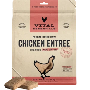 Vital Essentials Chicken Mini Patties Freeze Dried Raw Dog Food 14oz
