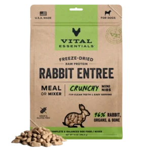 Vital Essentials Crunchy Rabbit Mini Nibs Freeze Dried Raw Dog Food